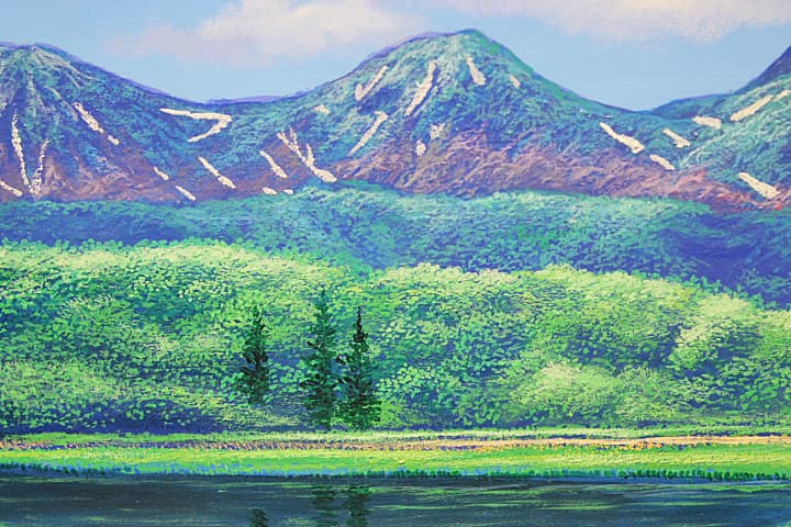 上代誠 一枚の繪 【初夏の湖】 油彩 4号