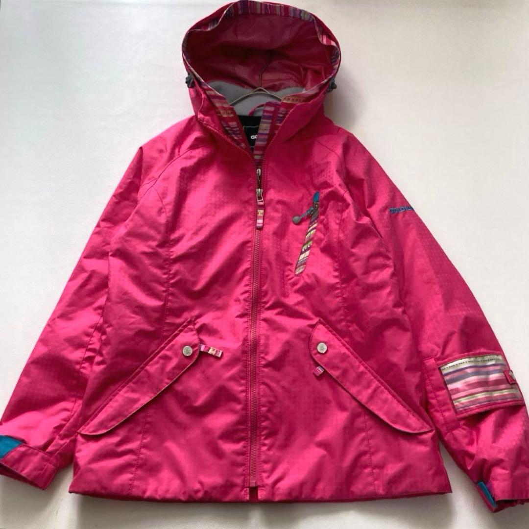 【美品】GOLDWIN　スキーウェア 中綿ジャケット M ピンク フード付き