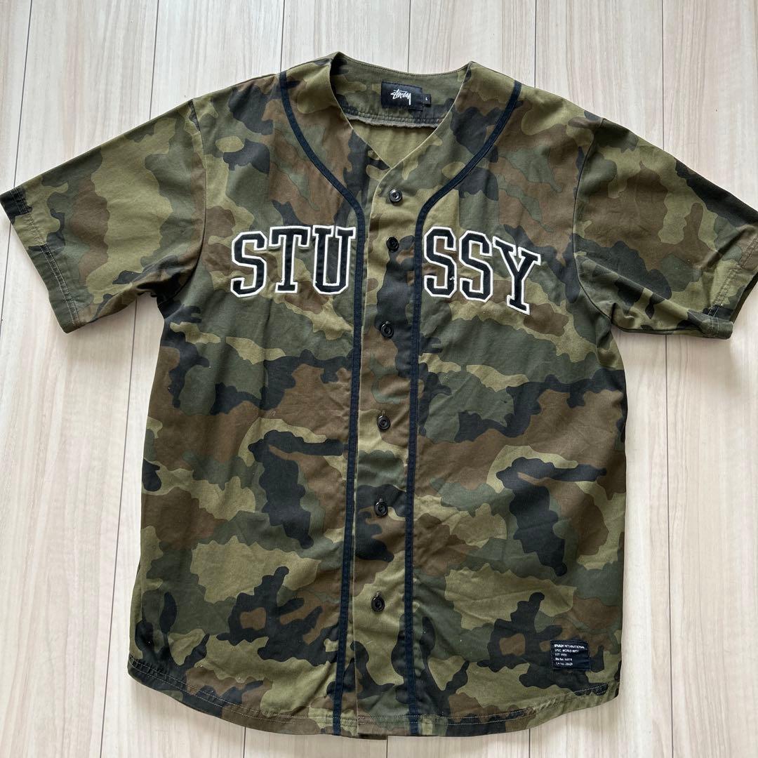 STUSSY カモフラージュ ベースボールシャツ Lサイズ