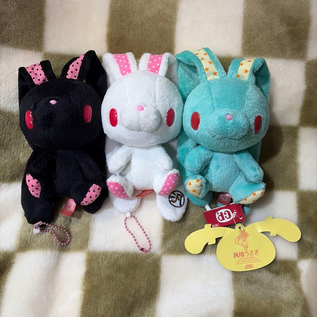 汎用うさぎ 黒チェックうさぎ 白チェックうさぎ 水色星うさぎ 紫チェックうさぎ