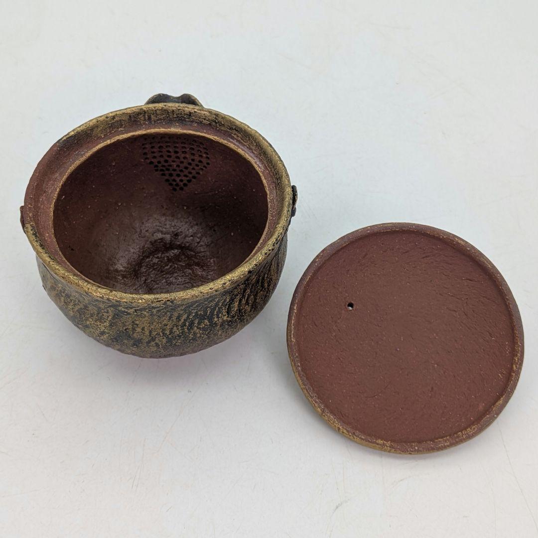 鈴木篤夫 備前焼 金彩備前宝瓶 四方桟共箱共布栞 手造り宝瓶 泡瓶 煎茶道具