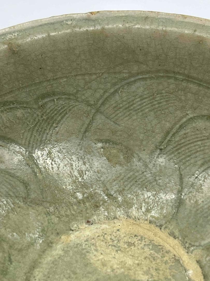 宋時代　青磁　耀州窯刻花碗　鉢　茶碗　唐物　古賞物　時代物(C-77)