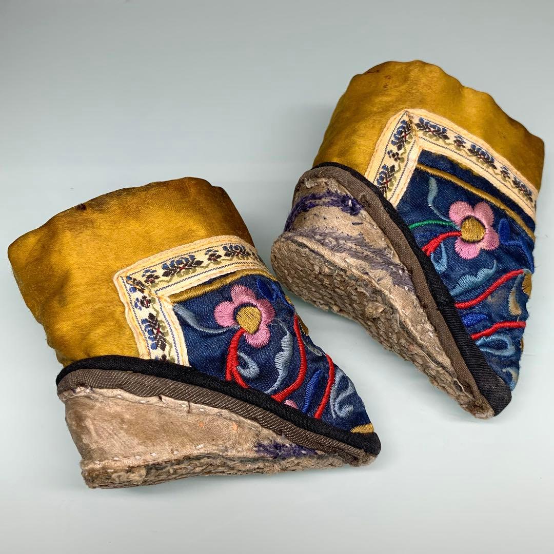 旧家蔵出　時代物　中国清代のアンティーク　貴族家三寸金蓮 女性の靴　飾り極上レア