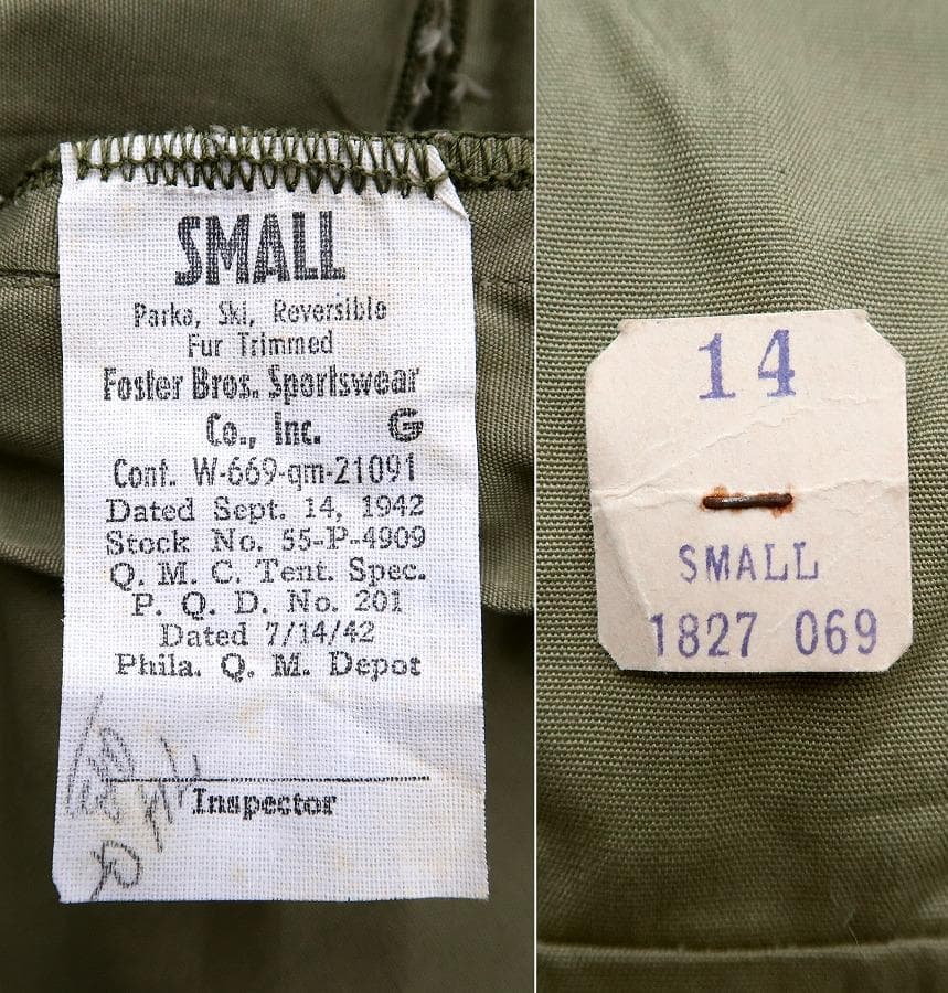 未使用 40s 大戦 米軍実物 1942年 リバーシブル スキー パーカー S