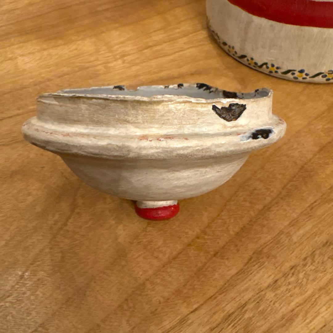 アンティーク　ローズのペイントケトル