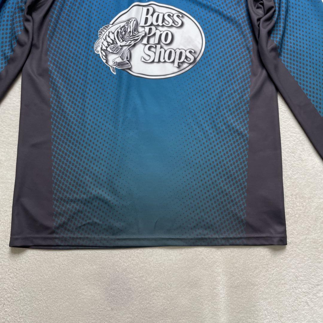 希少　バスプロショップス　フィッシングシャツ青系　長袖　ジップ　L〜XL