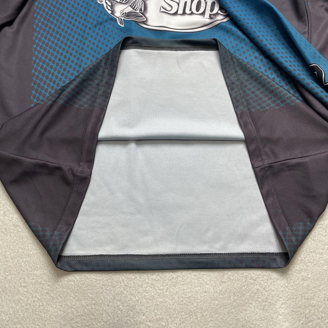 希少　バスプロショップス　フィッシングシャツ青系　長袖　ジップ　L〜XL