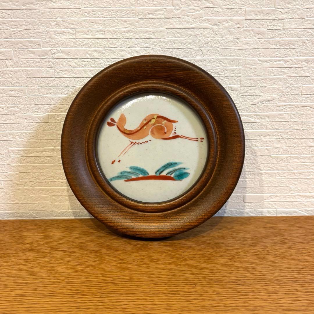 瀧田項一　陶板　赤絵　鹿　白磁　民芸　民藝　希少　レア　作家物　希少　レア