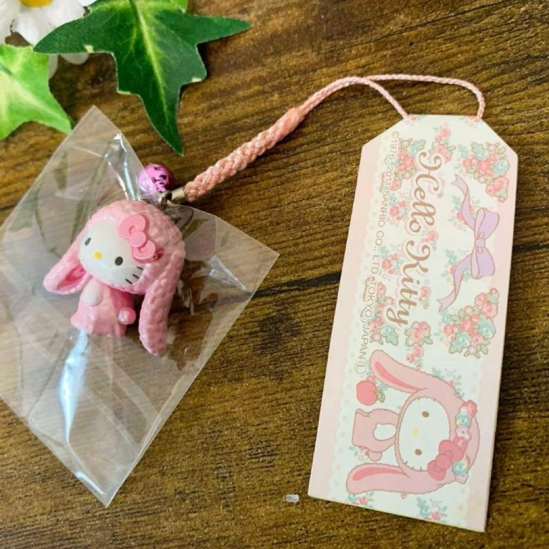 d*3様 ☆激レア☆ハローキティ 根付　ロップイヤー　ピンク　ストラップ　入手困