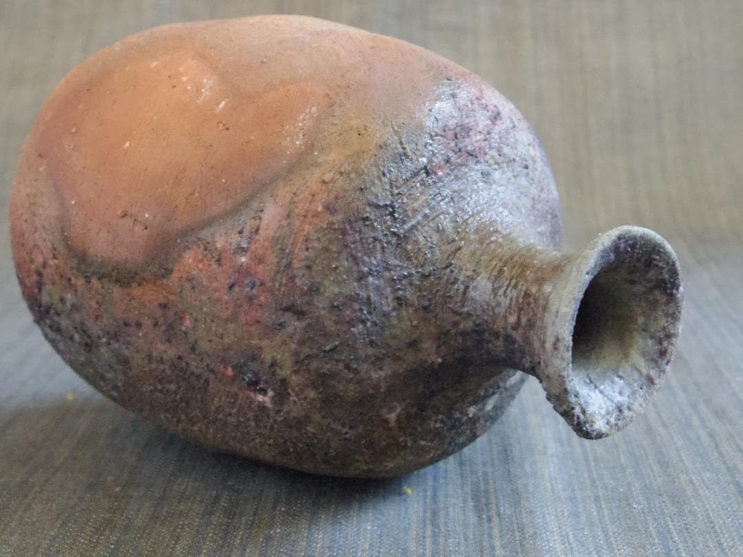 未使用★大森礼二★備前≪窯変≫徳利★胡麻・緋色