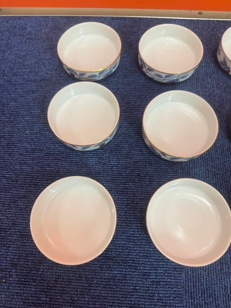 1698 深川製磁　果実文　小皿　9客　8cm 金彩