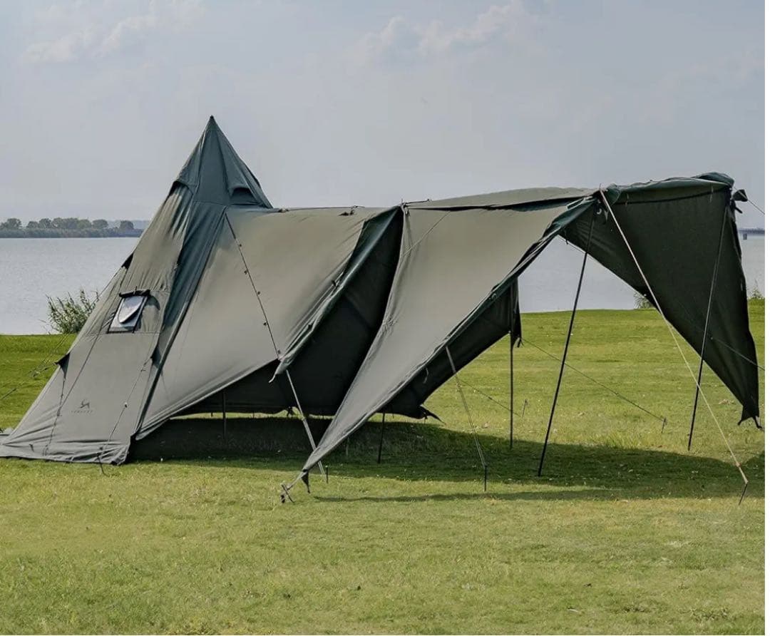 TOMOUNT ワンポールテント 2-4人用 tcテント　前幕付き