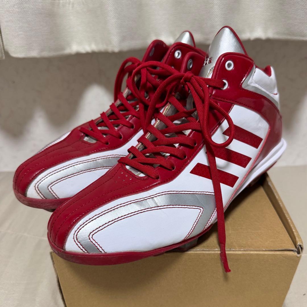 【美品】アディダス 野球 樹脂底 ポイントスパイク ミッドカット