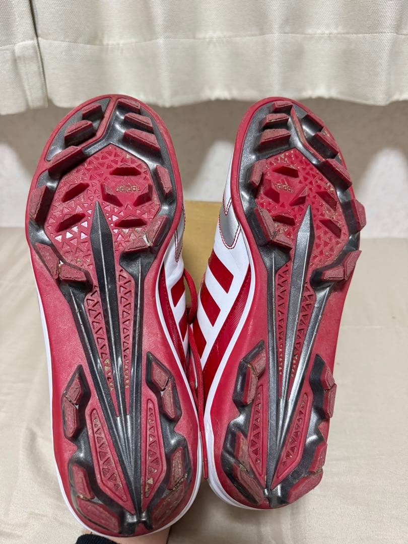 【美品】アディダス 野球 樹脂底 ポイントスパイク ミッドカット