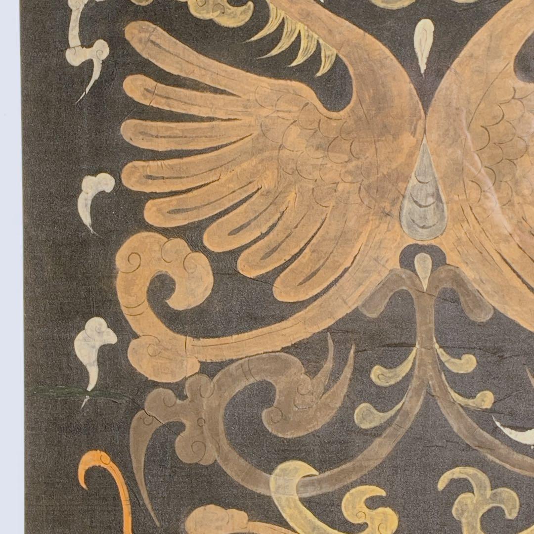 鳳凰　絹　シルク　祖国　漢代　双鳳文　双鳳紋　絵画　中国　骨董品　アンティーク