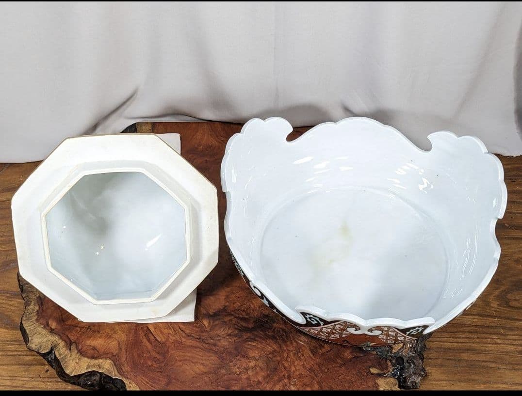 未使用　有田焼　沈香壺　色絵 神右衛門作　七福神　特大八角三段　総手描 干支龍