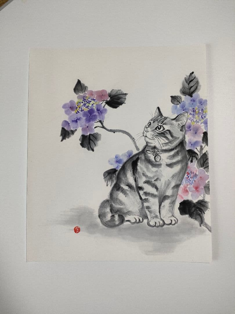専用　水墨画　猫の絵