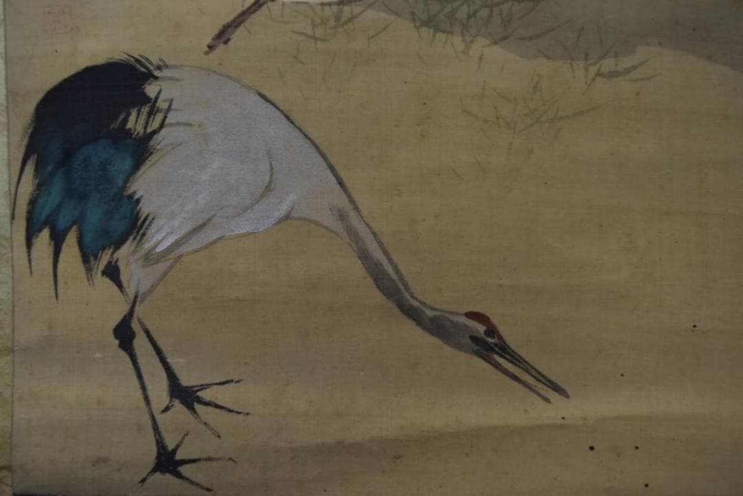 【真作】岡本豊彦/寿老人図/七福神の内の一人/掛軸/名家伝来/AA-254