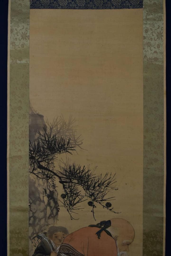 【真作】岡本豊彦/寿老人図/七福神の内の一人/掛軸/名家伝来/AA-254