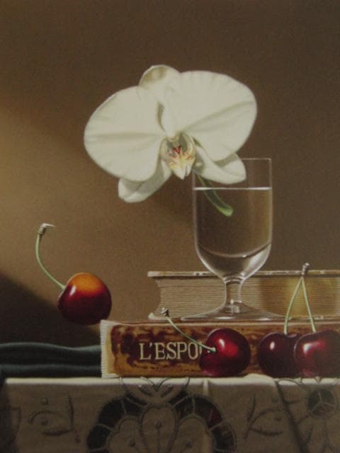 小澤一正、【日常の静物－胡蝶蘭－】、希少な額装用画集画、新品高級額 額装付