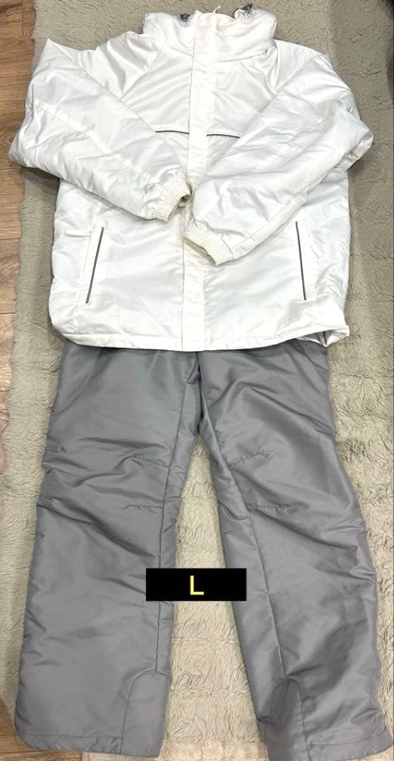 POINTSQUARE 子ども用スキーウェア 上下セット　ホワイト/グレーＬ
