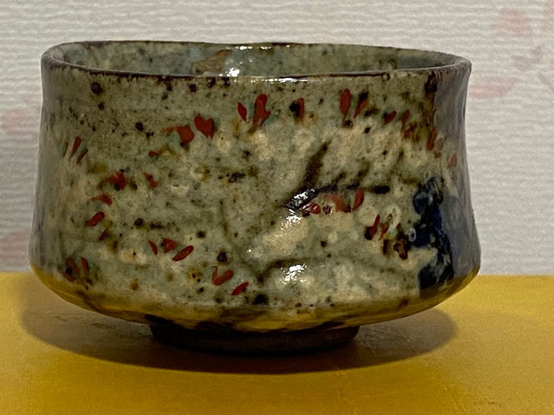 ♦犬山焼 雲錦手 竹節高台 酒器 ぐい呑み 大正〜 明治時代 古美術品 骨董品