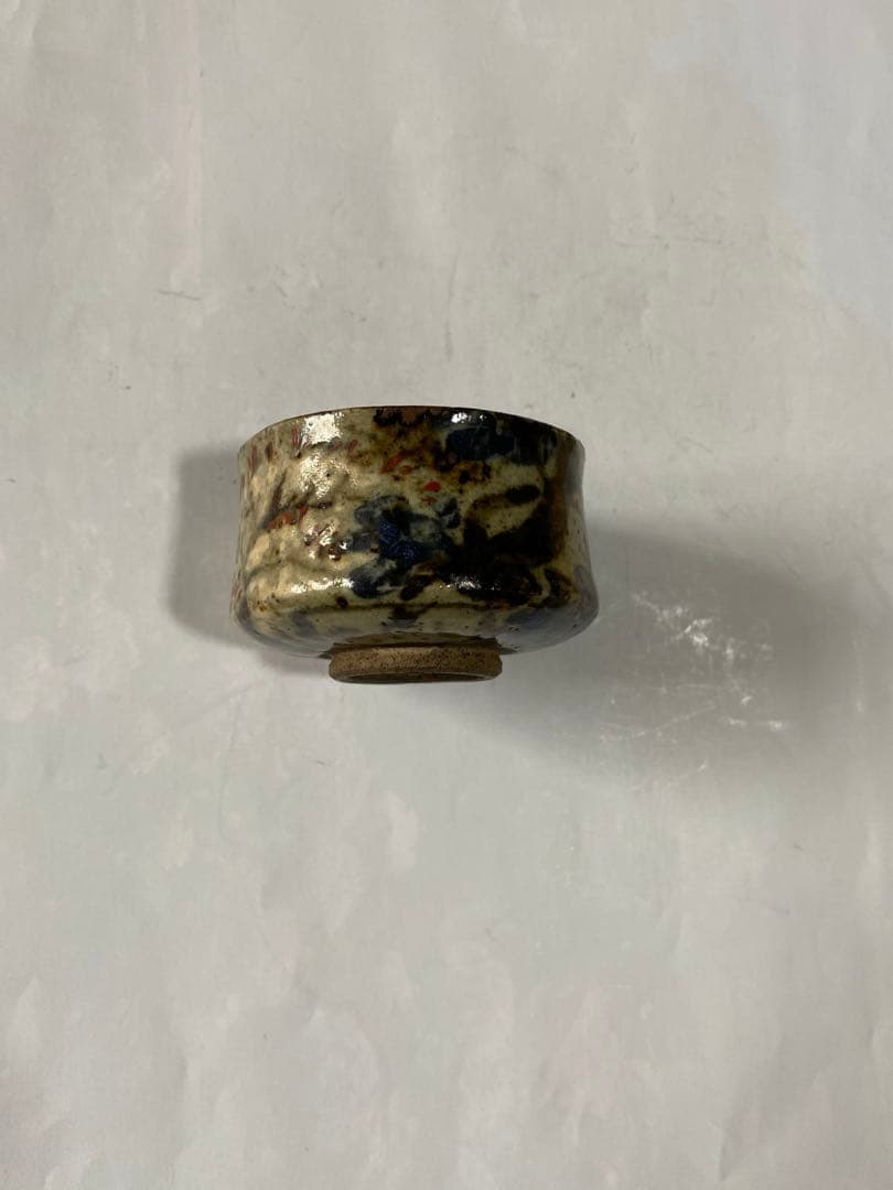 ♦犬山焼 雲錦手 竹節高台 酒器 ぐい呑み 大正〜 明治時代 古美術品 骨董品