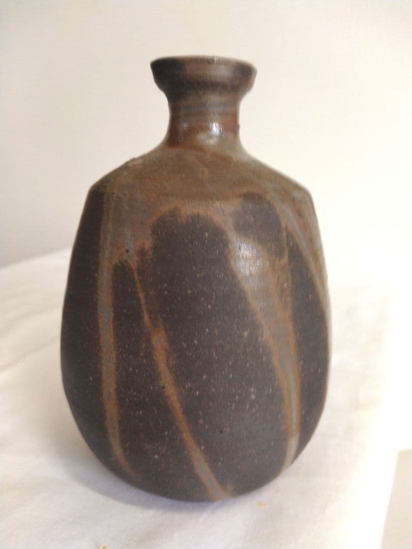 備前焼　若宮窯太田富夫（伝統工芸士）作　青備前徳利