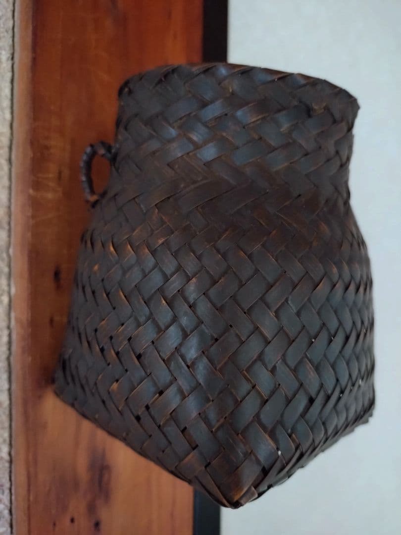 1 竹組篭　茶道具 唐物 篭 籠 掛花入 安藤竹良斎　共箱