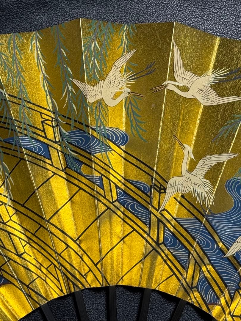 扇子　33cm 十松屋福井扇舗　老女扇　柳橋白鷺図　仕舞扇　能楽　着物