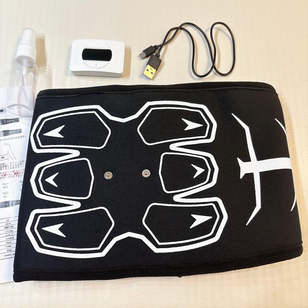 EMS 腹筋 ベルト 筋トレ 男女兼用 腹筋 パッド 簡単 水洗い ブラック