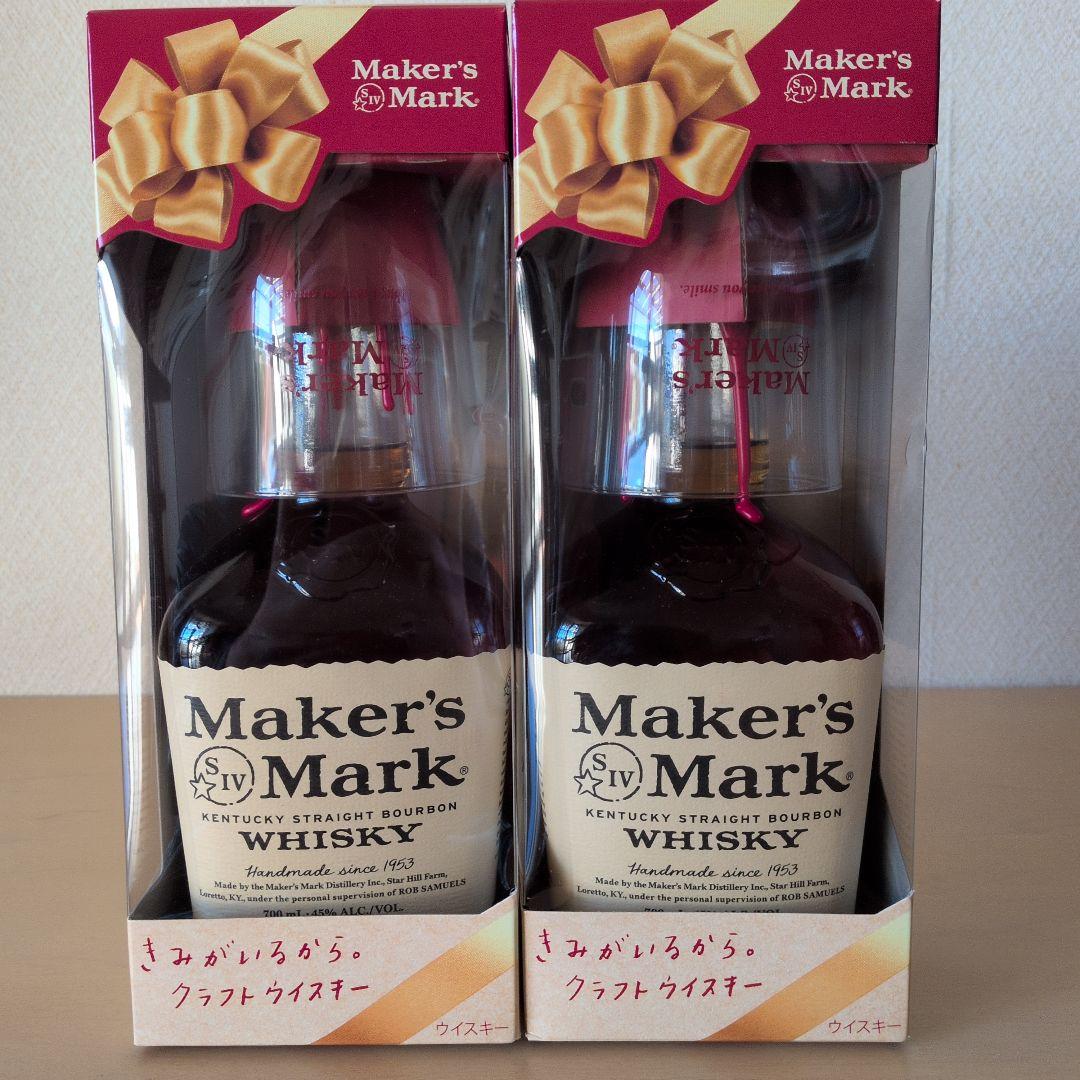 Maker's Mark ウイスキー 700ml オリジナルグラス付き　2本