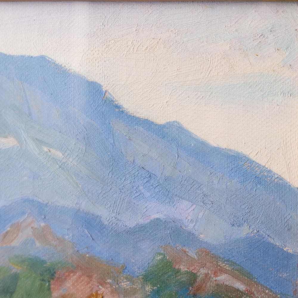 栄一画「 武甲山 」絵画 油彩 額装 P1号 額縦30㎝横37㎝