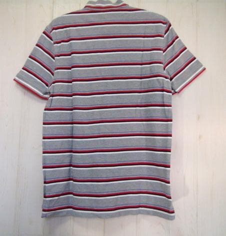 24642　ナイキ　メンズ　ポロシャツ　グレーＸ赤ほかボーダ－　サイズＸＬ