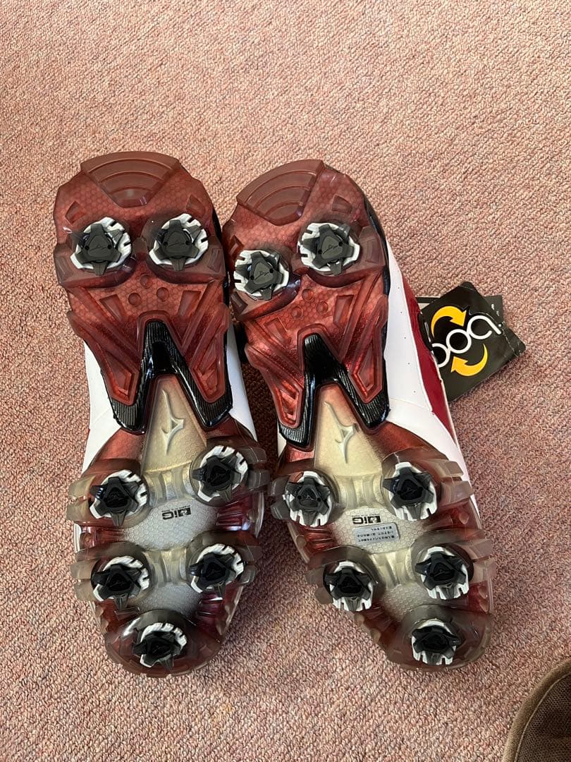 Mizuno ゴルフシューズ BOAフィットシステム ホワイト/レッド