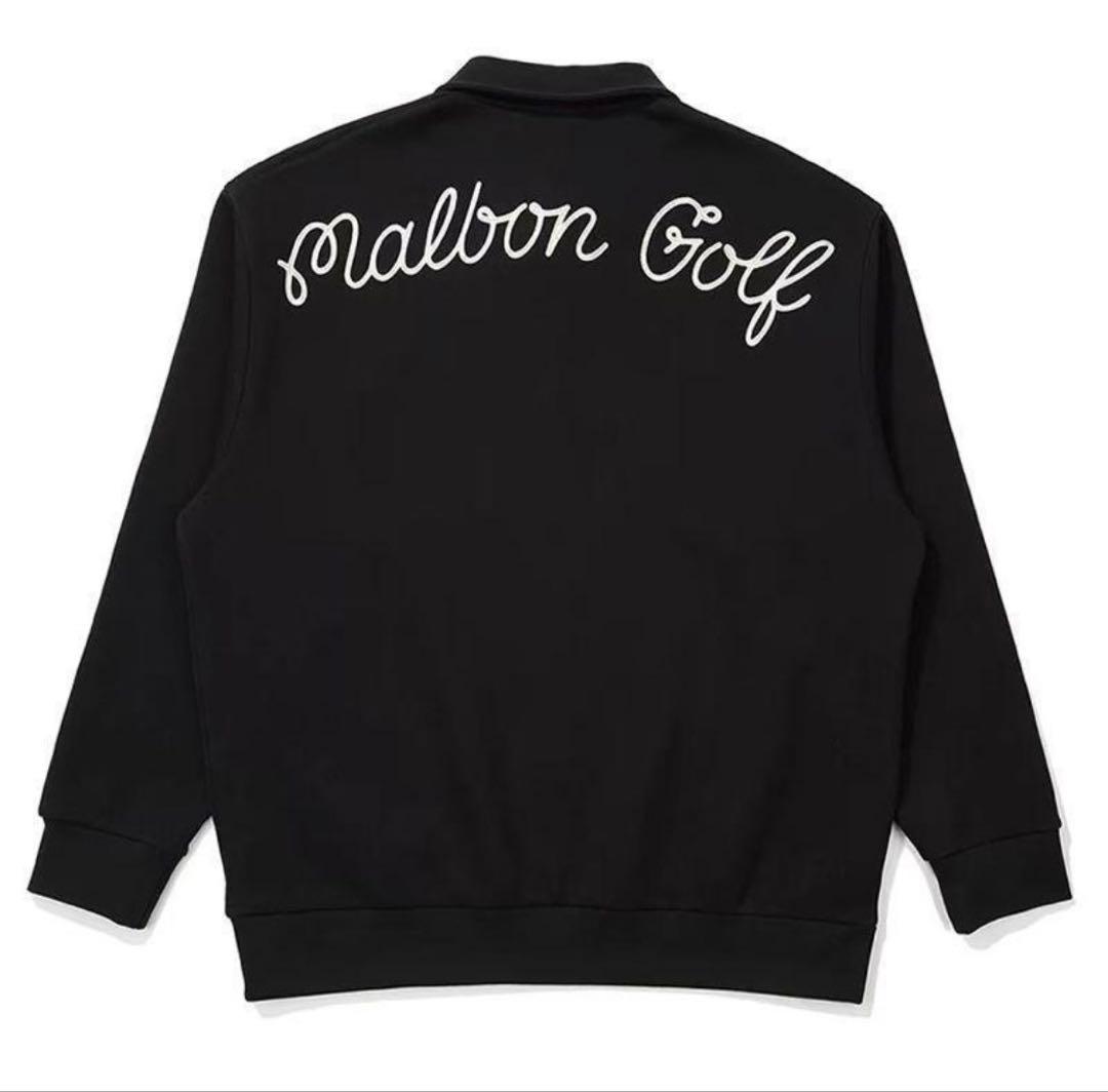 黒　L 新品　マルボンゴルフ MALBON GOLF 　長袖　ハーフジップ