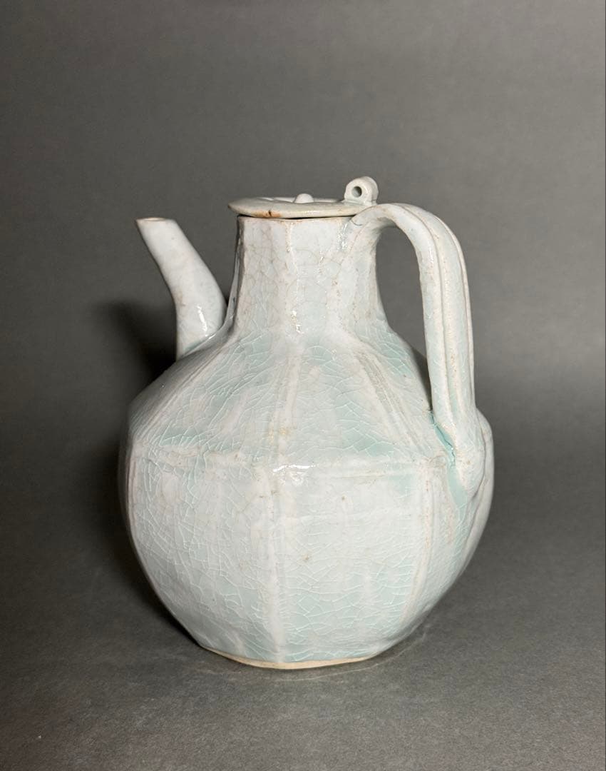 影青　水注　蓋付　中国美術　共箱