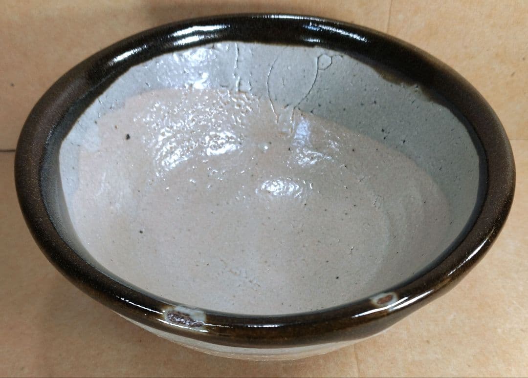 【本物保証】濱田庄司(浜田庄司）縁黒茶碗 共箱(箱師真作）美品 人間国宝 益子焼