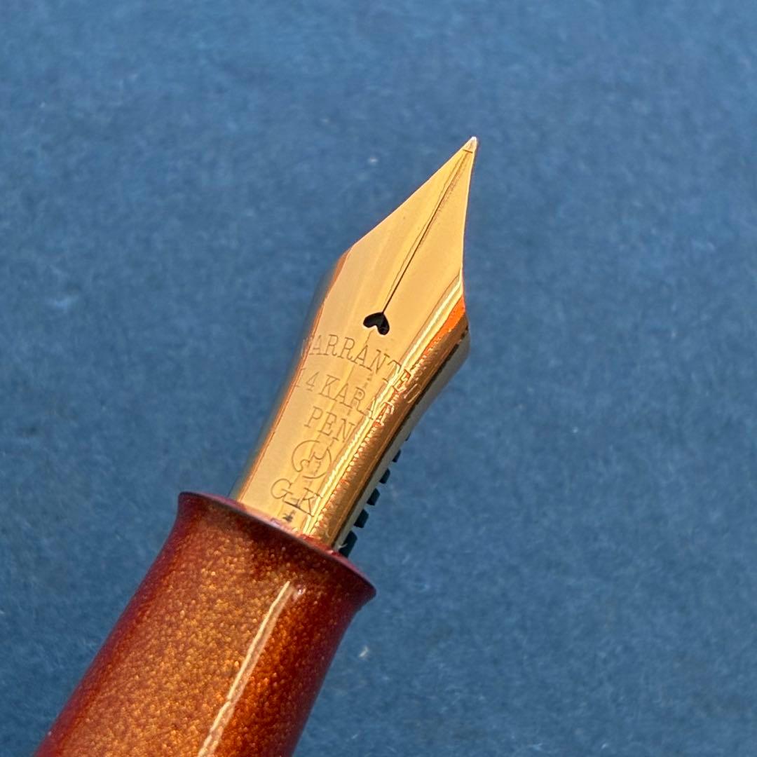 酒井栄助 兜木銀次郎　土田修一　手作り万年筆　朱漆　金粉