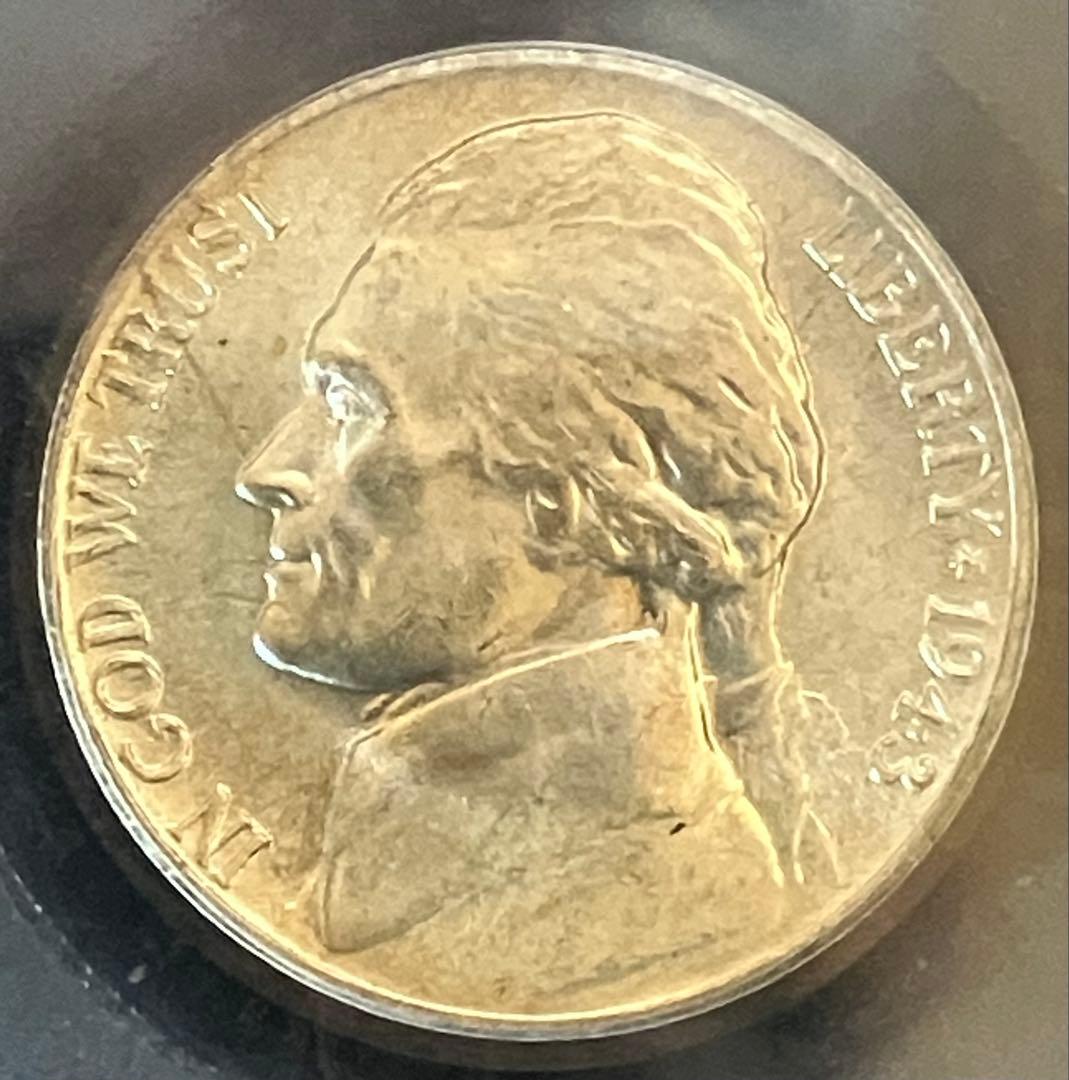 アメリカ 1943P ジェファーソン 5セント Billon貨 PCGS