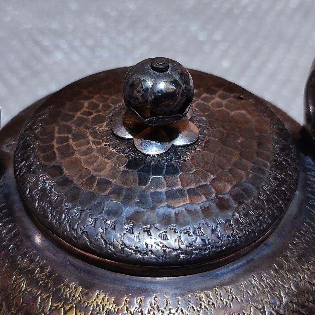 秀峯堂造 茶道具 銀いぶし仕上げ 急須 467g