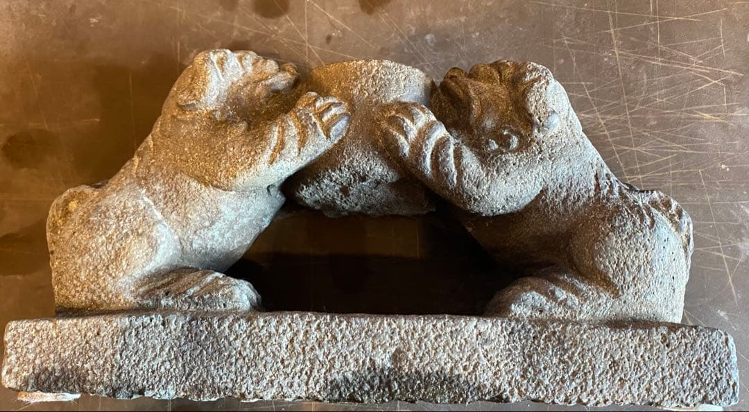 中国　石材彫刻　獅子・ヴィンテージ　レア ・観葉植物・一輪挿し・中国　台湾茶器