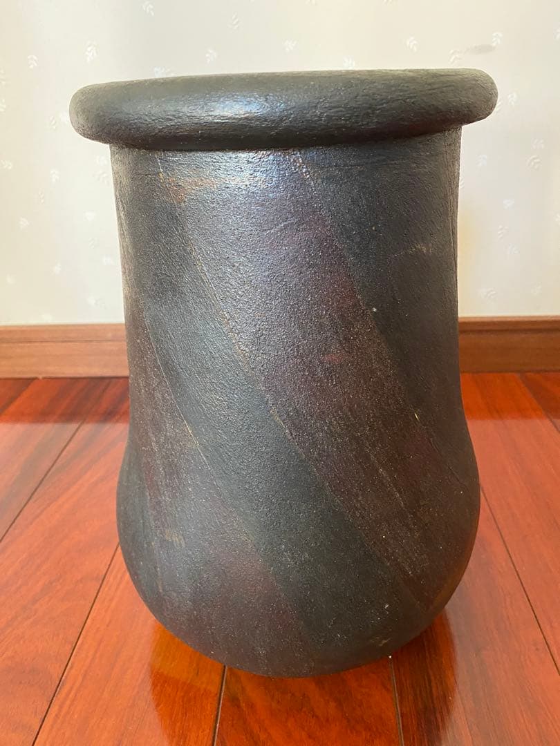 柳原睦夫作　キ織部　花壺