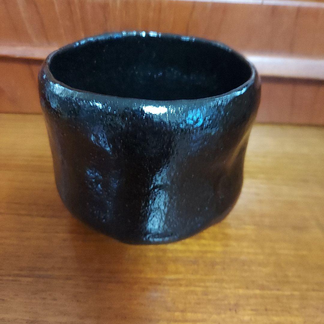 佐々木昭楽　黒楽　筒茶碗