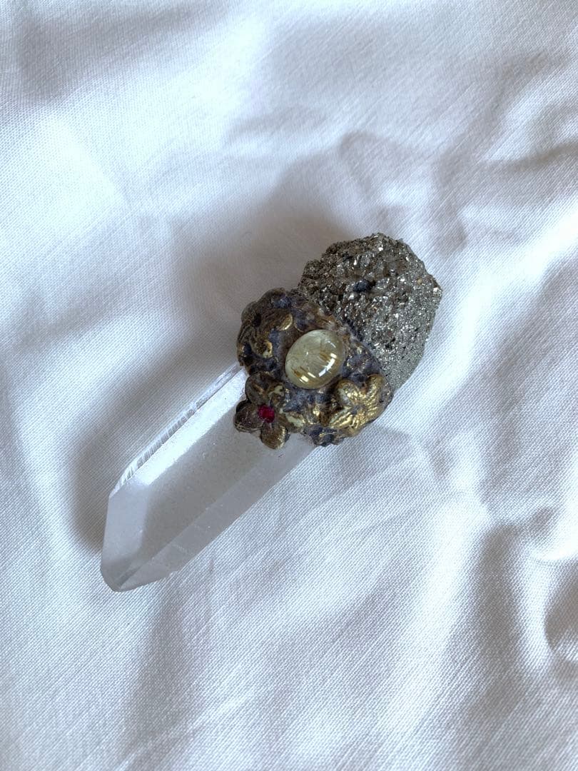 【天然石】アバンダンスワンド（レムリアンシード、ルチルクォーツ、パイライト）
