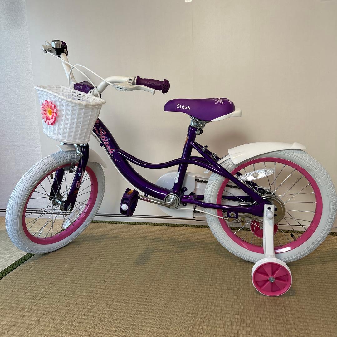 新品　外での使用なし　子供用自転車 紫色 16インチ　女の子　パープル