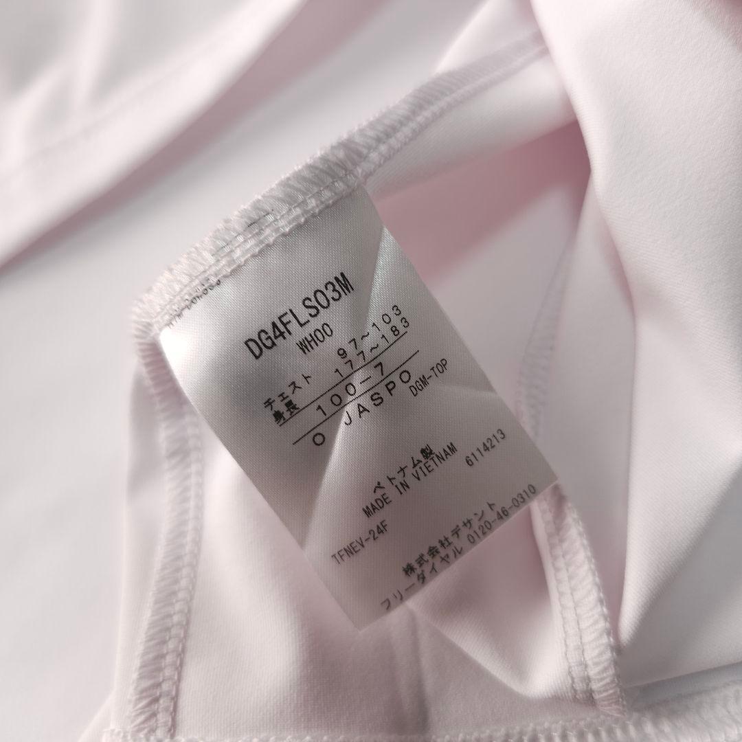 近年モデル【デサントゴルフ】ロゴネーム 長袖ゴルフポロシャツ O LL 白