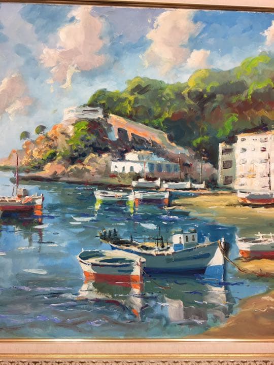 油絵手描きスペインの画家ラザーロッテ　作品油絵カンバスに制作