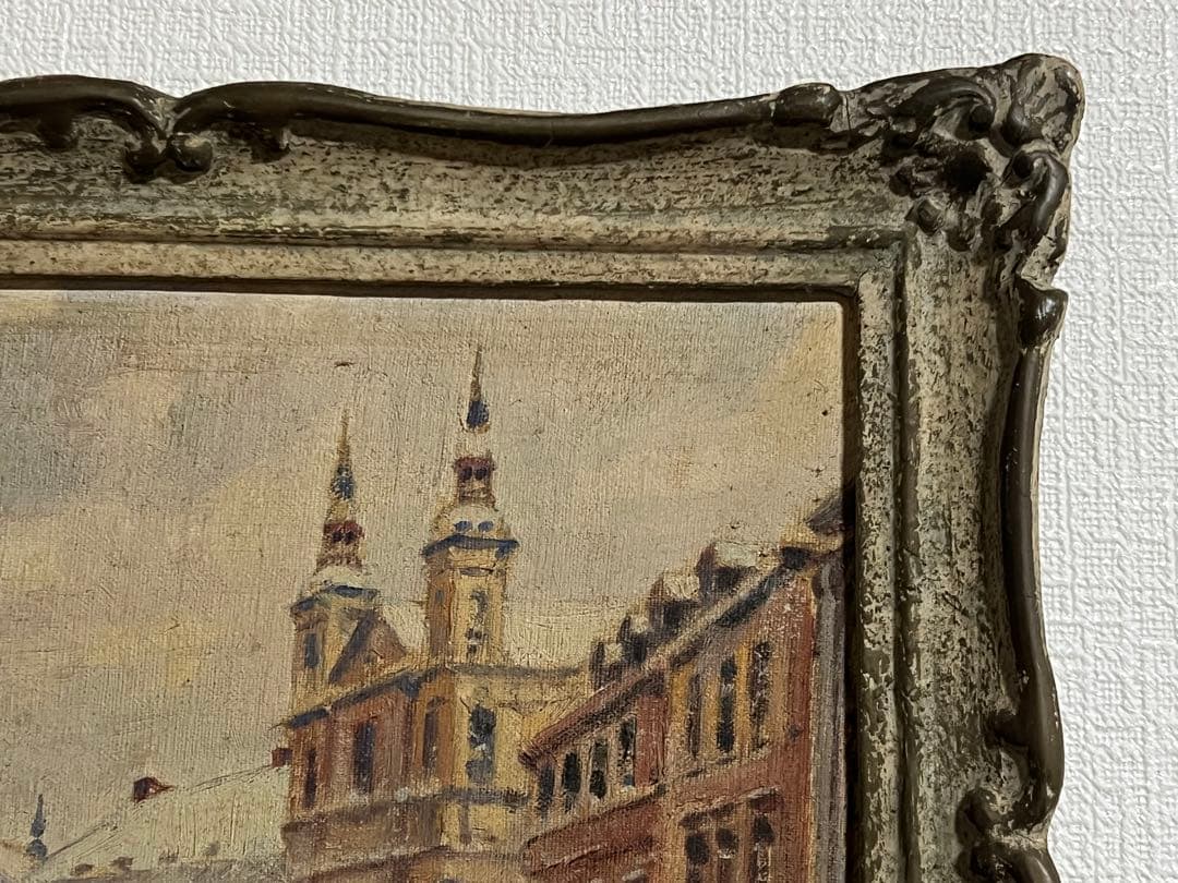 ワルシャワのフレタ通り 油彩画 サイン入 F2号