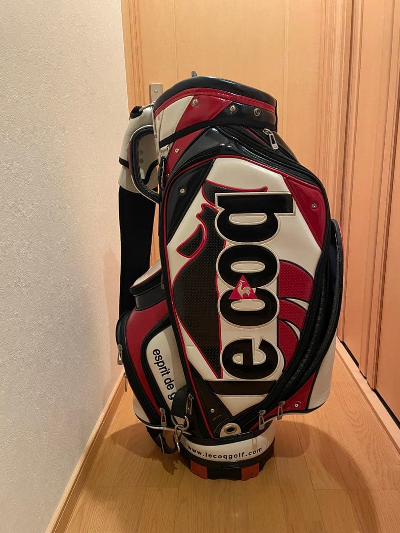 le coq sportif キャディバッグ ホワイト/レッド/ブラック